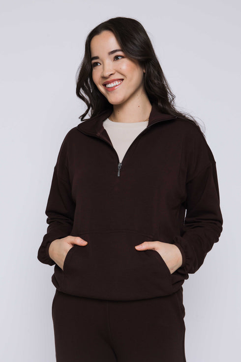 Everly-Luxe Fleece 1/2 Zip Mock neck